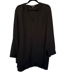 Eloquii Blouse Womens 16 Black V Neck Long Sleeve Flowy Tunic Top Plus Size